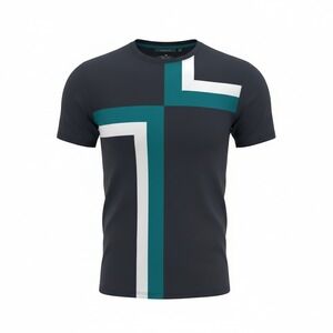 Perry Ellis Men Dark Sapphire Geometric Stripe Crew Neck T Shirt XL